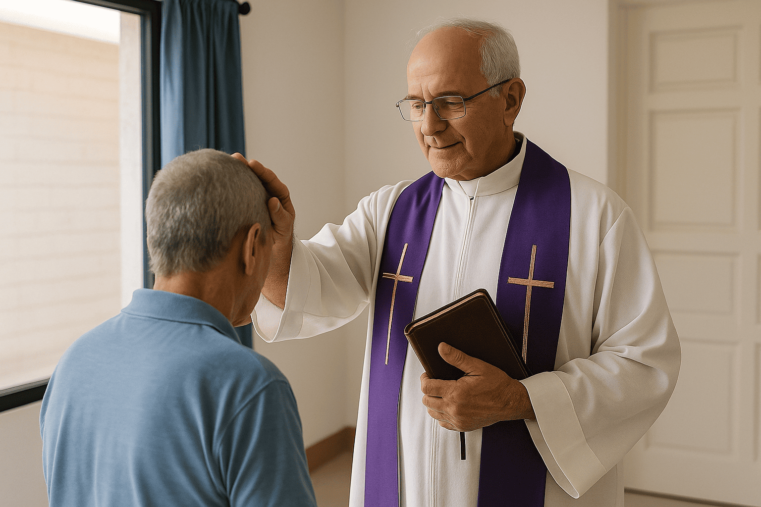 Sacerdote Bendiciendo a un Residente